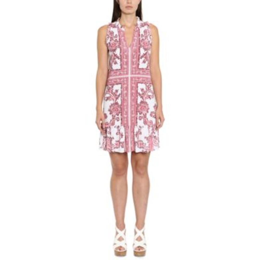 NWT Michael Michael Kors Women’s Paisley-Print Ruffle-Neck Dress Size 2X Multi‎